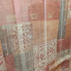 Sheer Fabric, Soft Green, Terracotta, Sienna, Tawny Brown. 3 yds